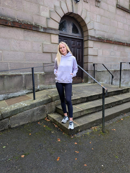 Lavender Hoodie with Grey Printed Logo