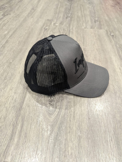 Grey Trucker Cap with Black 3D Logo