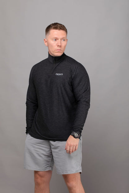 Men's Black Long Sleeve 1/4 Zip Top