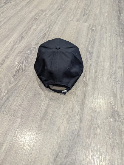 Black Strapback Cap with White Embroidery Logo