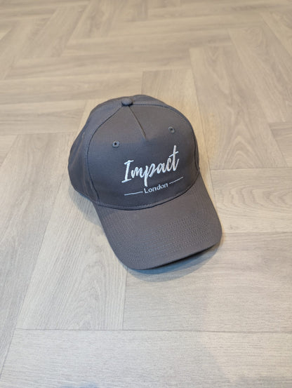 Dark Grey Strapback Cap with White Embroidery Logo