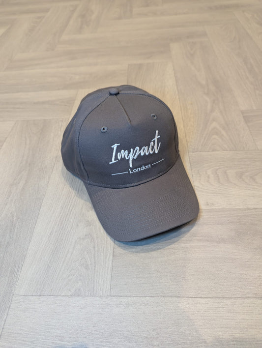 Dark Grey Strapback Cap with White Embroidery Logo
