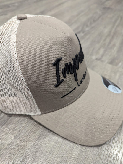 Beige Trucker Cap with Black 3D Logo