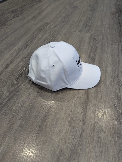 White Strapback Cap with Black Embroidery Logo