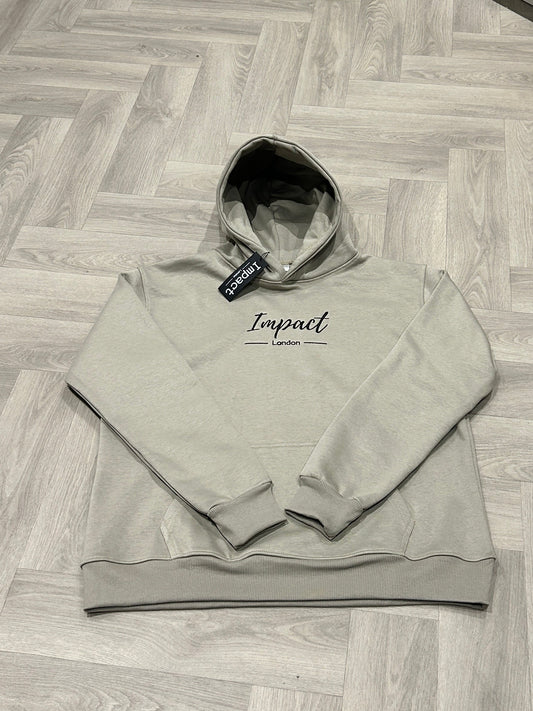 Sand Beige Hoodie with Black Logo