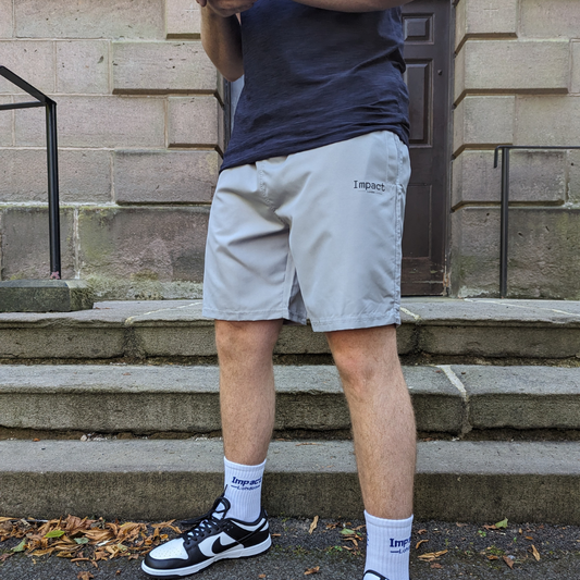 Men's Grey Shorts with Black Printed Logo