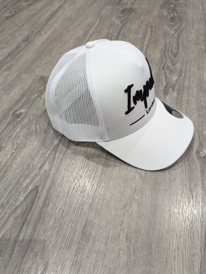 White Trucker Cap with Black 3D Logo