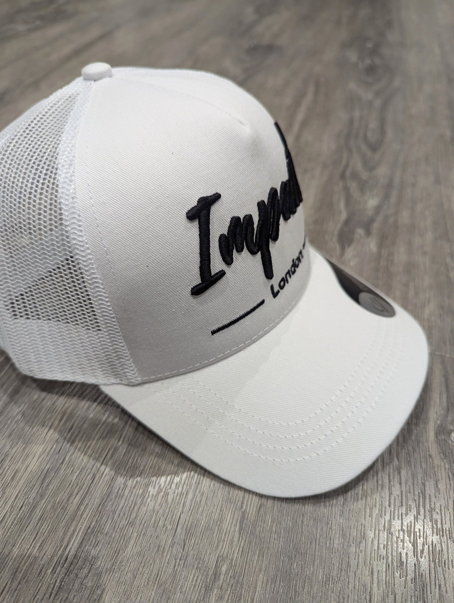 White Trucker Cap with Black 3D Logo