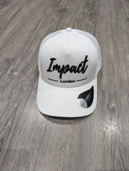 White Trucker Cap with Black 3D Logo