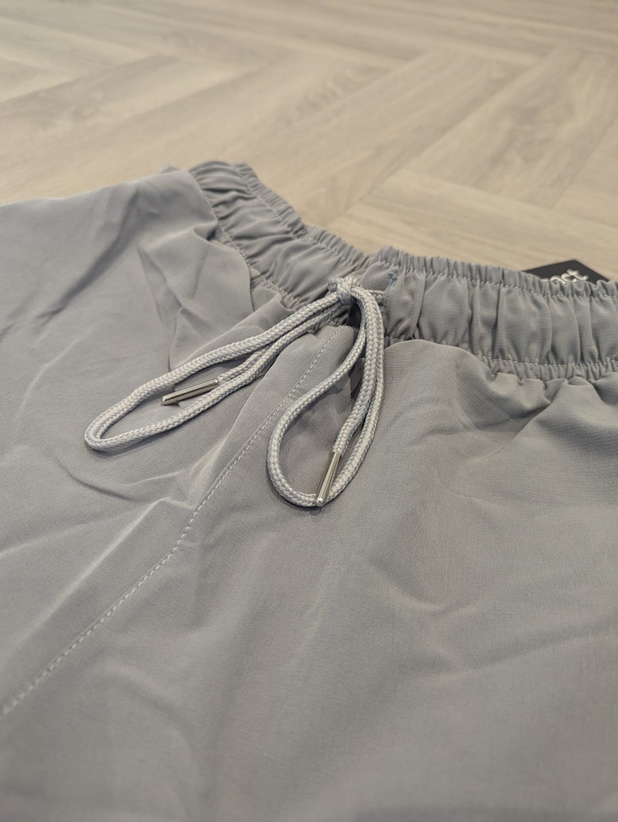 Unisex Grey Shorts with Pink Textured Panel