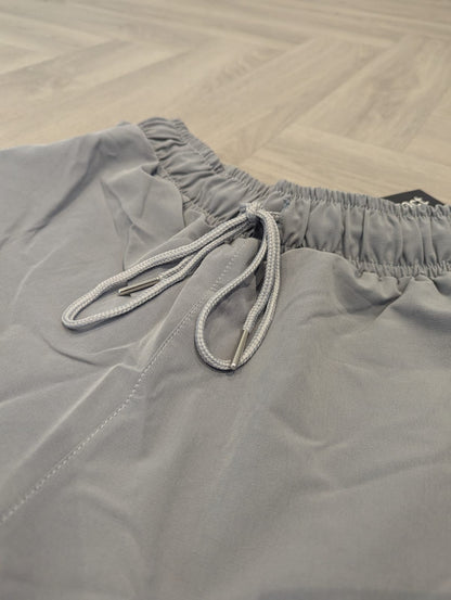Unisex Grey Shorts with Pink Textured Panel