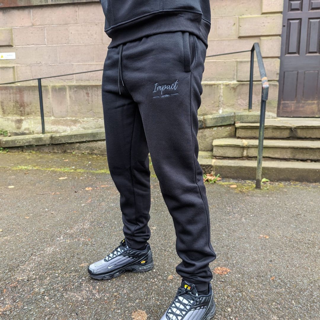 Unisex Jet Black Joggers | Tracksuit Bottoms