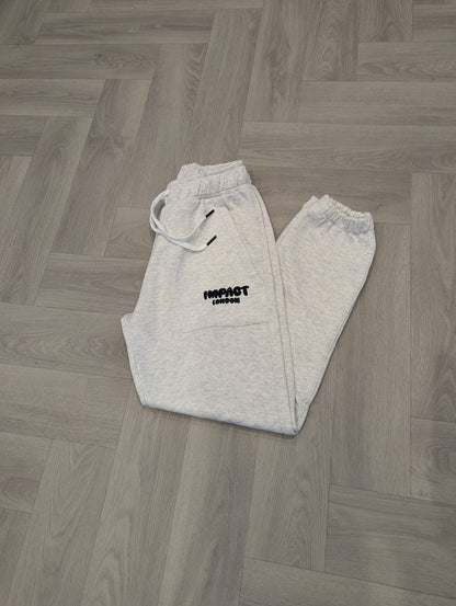 Light Grey Joggers with Black Puff Print