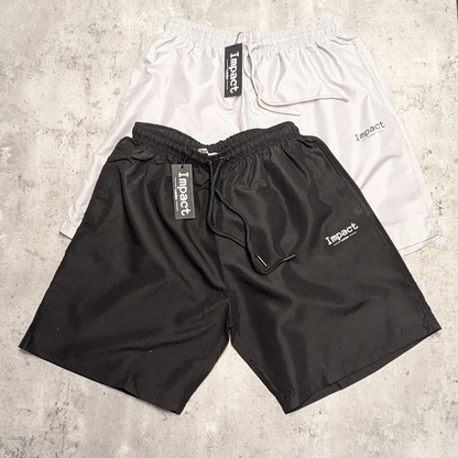 Men's Black Shorts with White Printed Logo