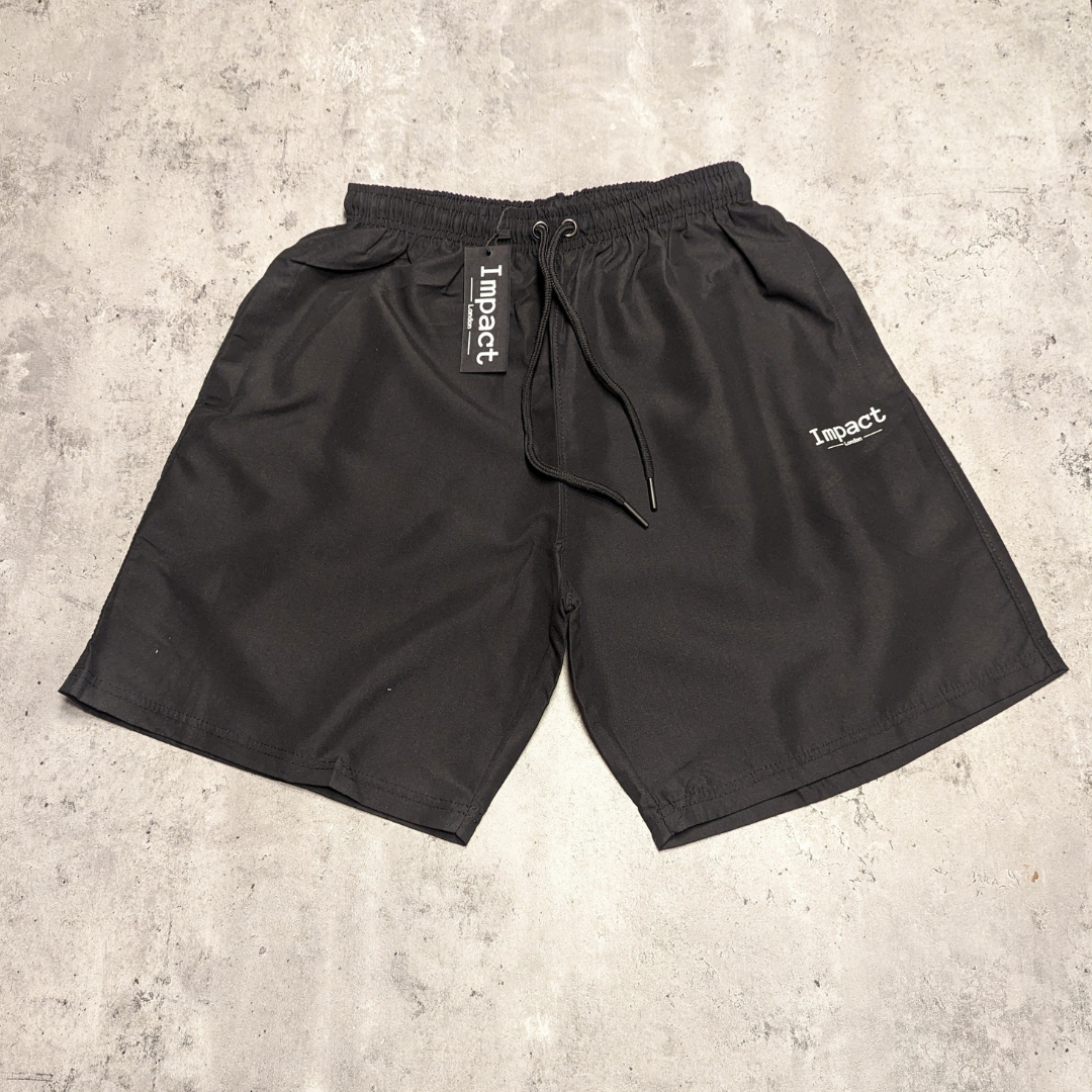 Men's Black Shorts with White Printed Logo