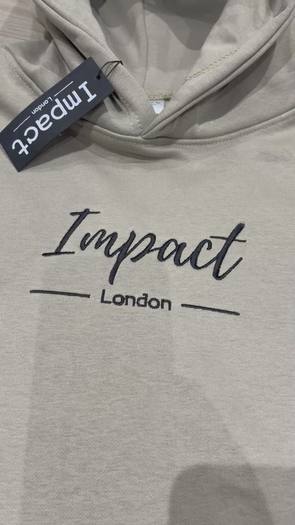 Sand Beige Hoodie with Black Logo