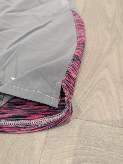 Unisex Grey Shorts with Pink Textured Panel