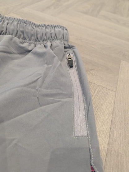 Unisex Grey Shorts with Pink Textured Panel